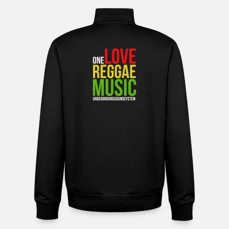 One Love Conception musicale Reggae - Sweat zippé unisexe en coton bio Stanley/Stella - noir