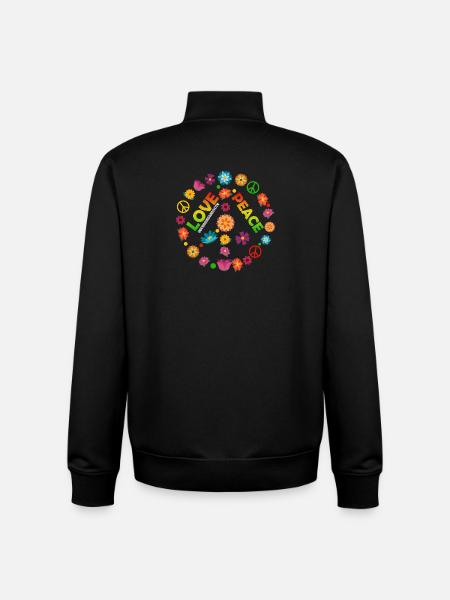 Flower Circle Love Peace - Unisex Organic Zip Sweatshirt by Stanley/Stella - black