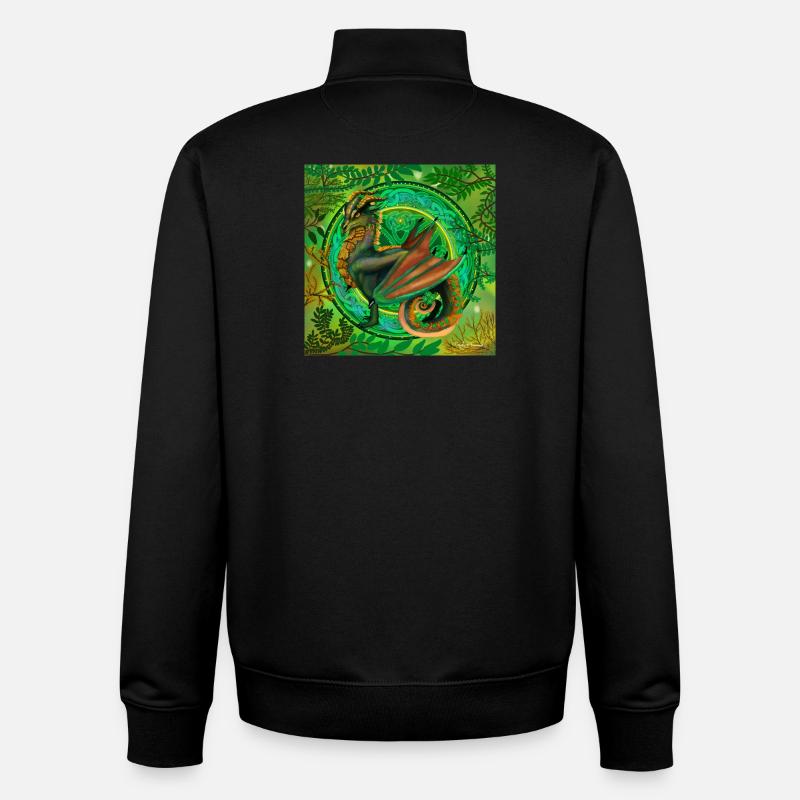 dragon vert forestier - Sweat zippé unisexe en coton bio Stanley/Stella - noir