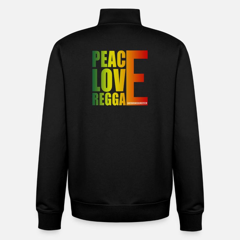 Paix Amour Reggae Gradient - Sweat zippé unisexe en coton bio Stanley/Stella - noir
