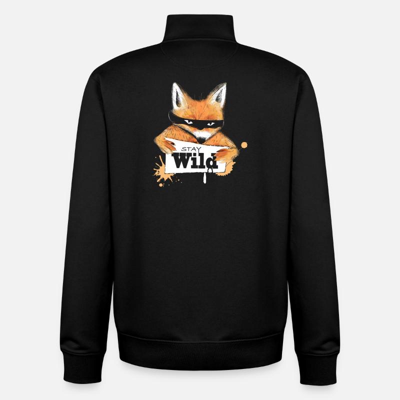 un renard avec un message - Sweat zippé unisexe en coton bio Stanley/Stella - noir