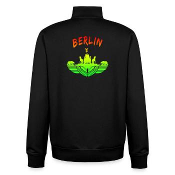 Berlin Design / Berliner Bär Brandenburger Tor - Sweat zippé unisexe en coton bio Stanley/Stella - noir - Dos - AI Model Male 185 light (185cm)