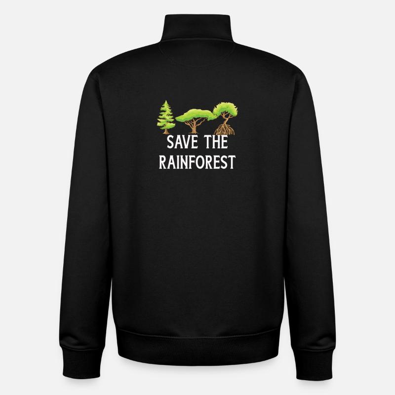 Sauvez la forêt tropicale - Sweat zippé unisexe en coton bio Stanley/Stella - noir