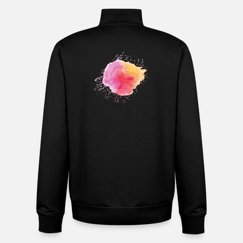Aquarelle - Sweat zippé unisexe en coton bio Stanley/Stella - noir