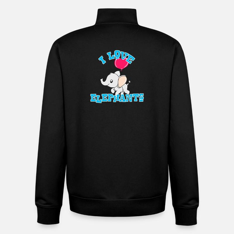 éléphant - Sweat zippé unisexe en coton bio Stanley/Stella - noir