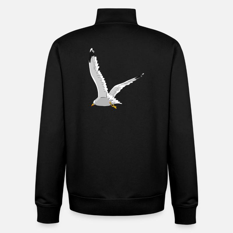 Mouette en vol - Sweat zippé unisexe en coton bio Stanley/Stella - noir