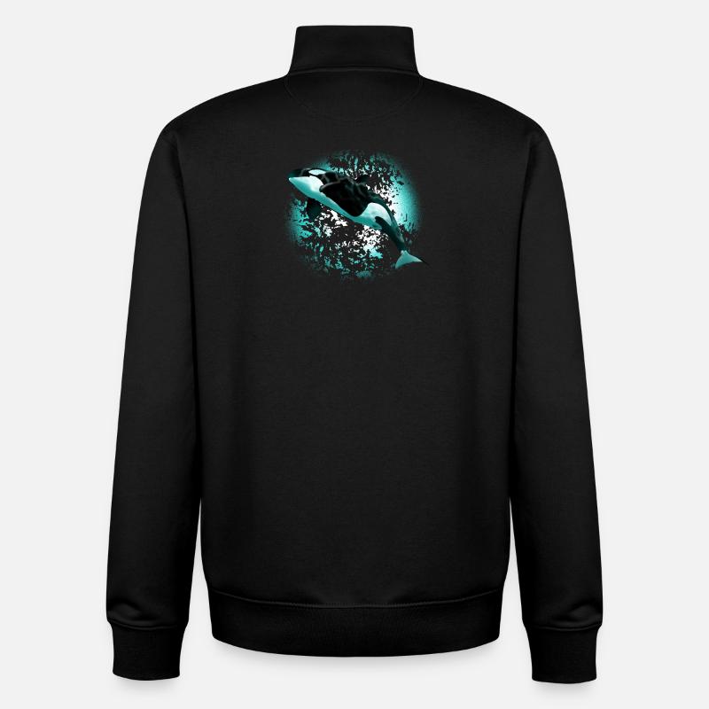 orca - Sweat zippé unisexe en coton bio Stanley/Stella - noir