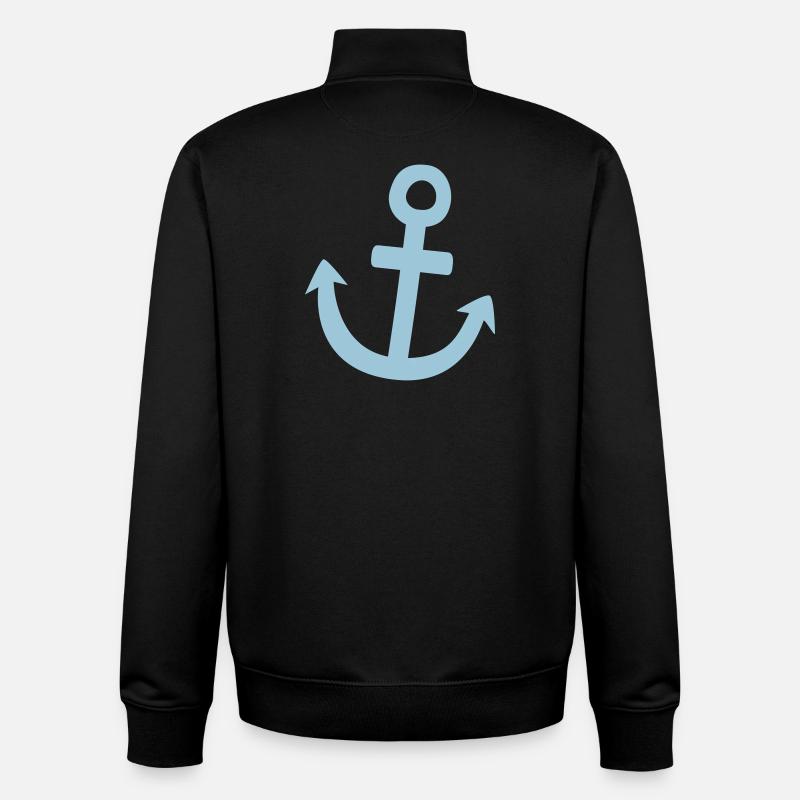 Illustration Anker Symbole maritim - Sweat zippé unisexe en coton bio Stanley/Stella - noir