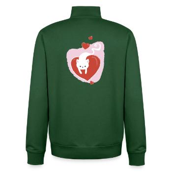 Chat d'amour blanc - Sweat zippé unisexe en coton bio Stanley/Stella - vert bouteille - Dos - AI Model Male 185 dark (185cm)