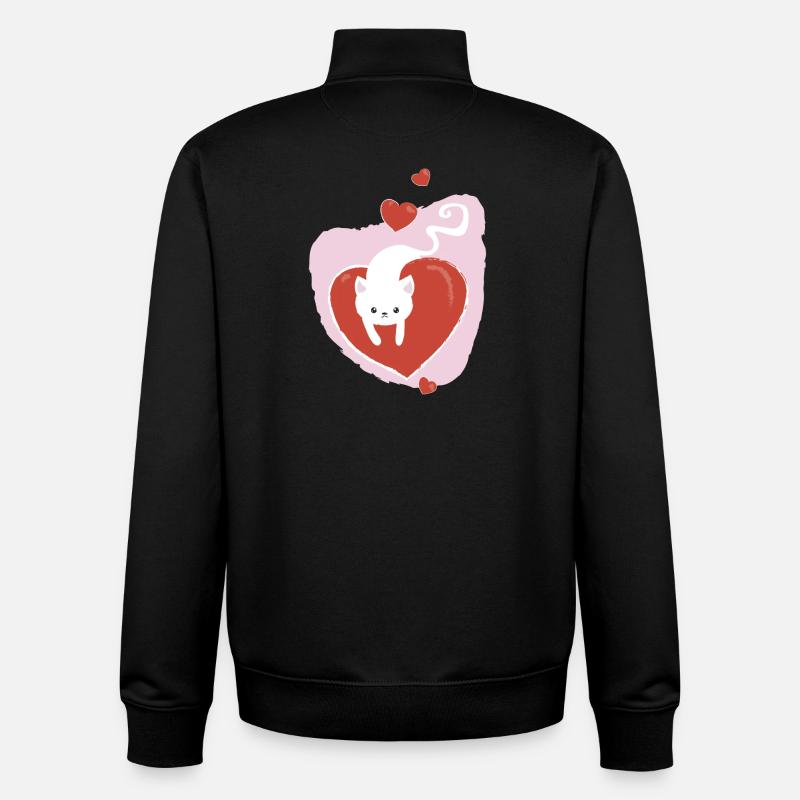White love Cat - Unisex Organic Zip Sweatshirt von Stanley/Stella - Schwarz
