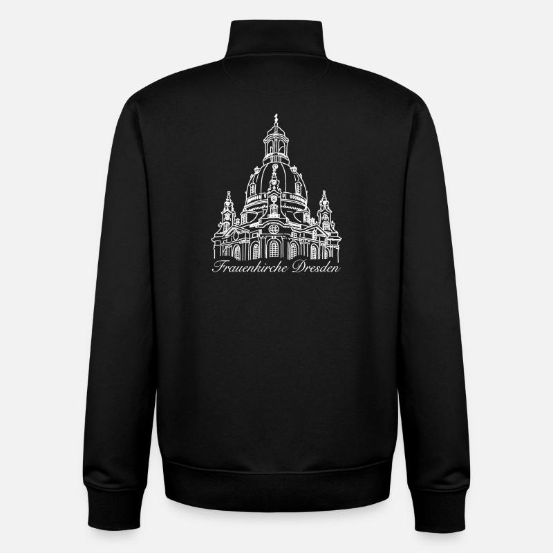 Frauenkirche Dresden Dessin - Sweat zippé unisexe en coton bio Stanley/Stella - noir