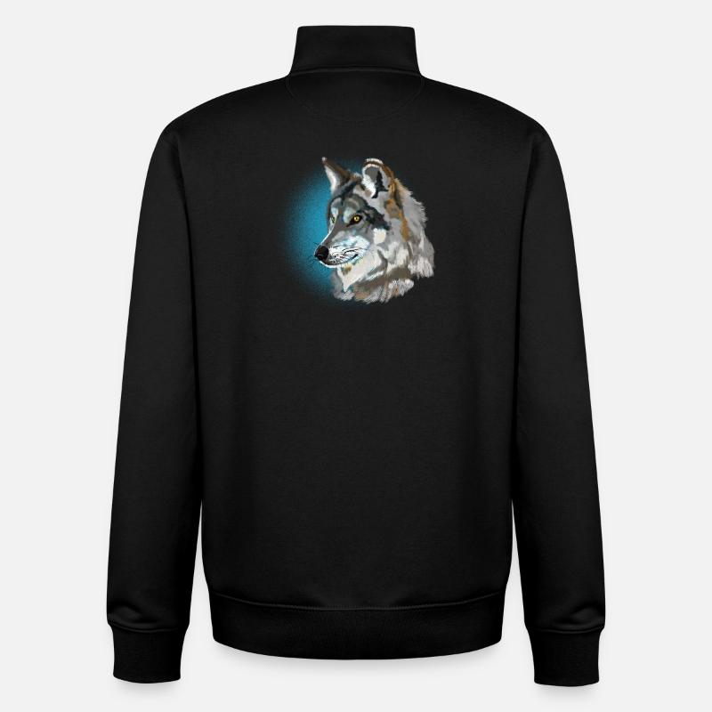 wolf - Unisex Organic Zip Sweatshirt by Stanley/Stella - black