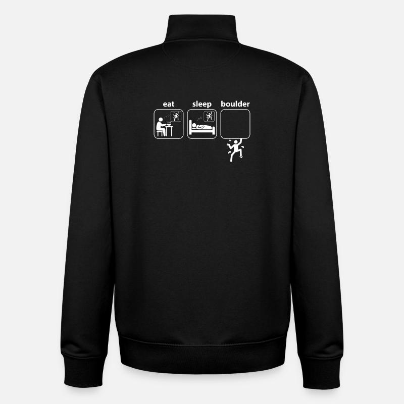 Boulder Eat Sleep Klettern Bergsteigen Spruch - Unisex Organic Zip Sweatshirt von Stanley/Stella - Schwarz