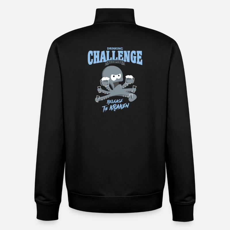 drinking challenge accepted - release the kraken - Unisex Organic Zip Sweatshirt by Stanley/Stella - black