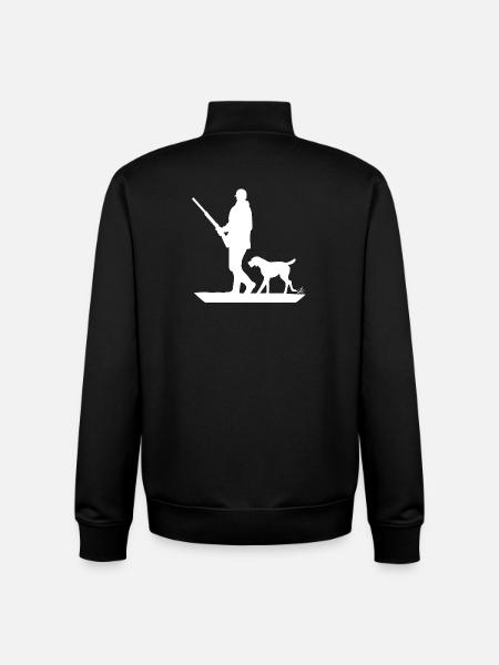 Hunter with dog on the prowl - Unisex Organic Zip Sweatshirt by Stanley/Stella - black