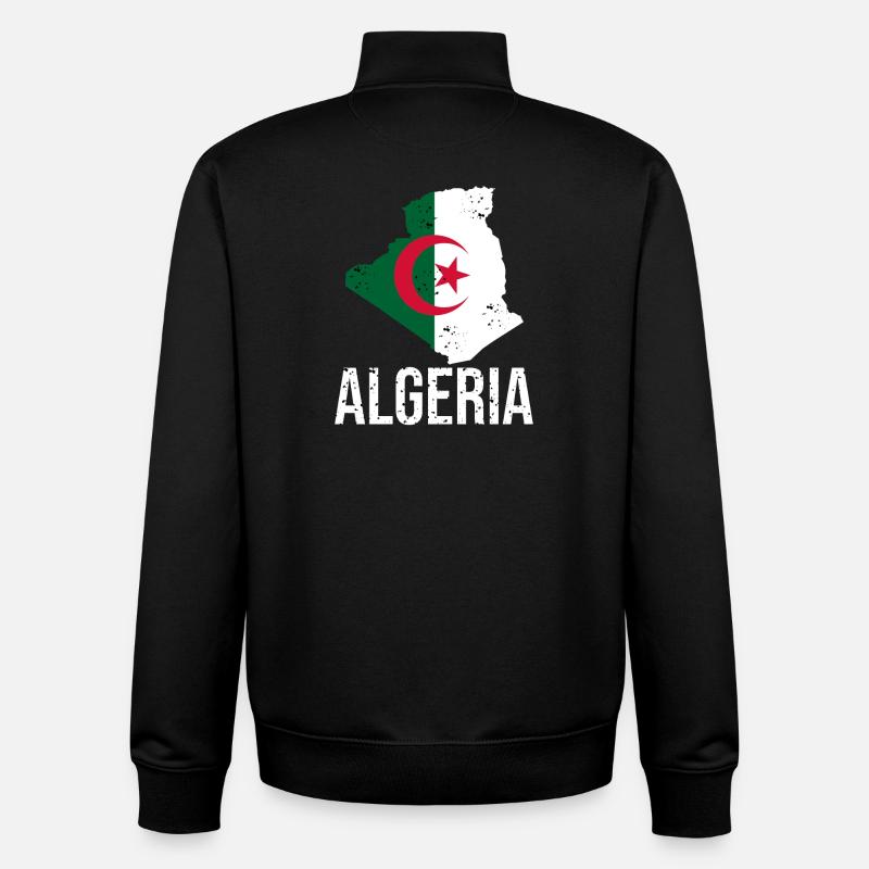 Algerische Flagge im Karten-Design - Unisex Organic Zip Sweatshirt von Stanley/Stella - Schwarz