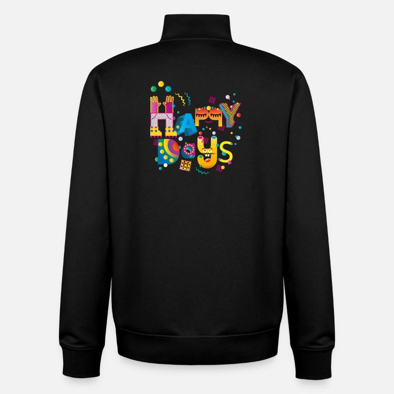 Joyeux jours heureux - Sweat zippé unisexe en coton bio Stanley/Stella - noir
