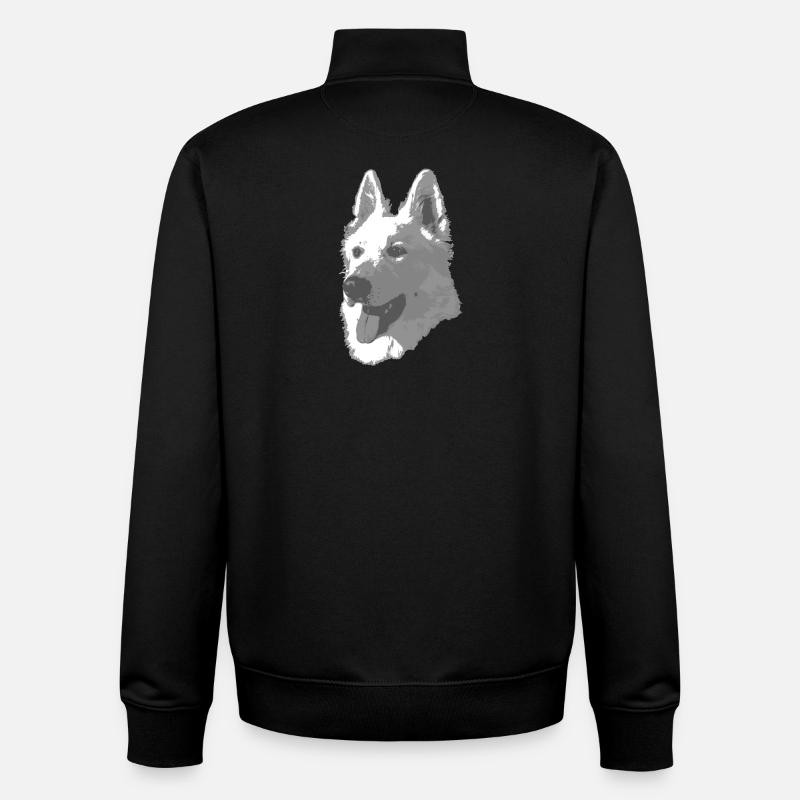 Berger Blanc Suisse - Sweat zippé unisexe en coton bio Stanley/Stella - noir