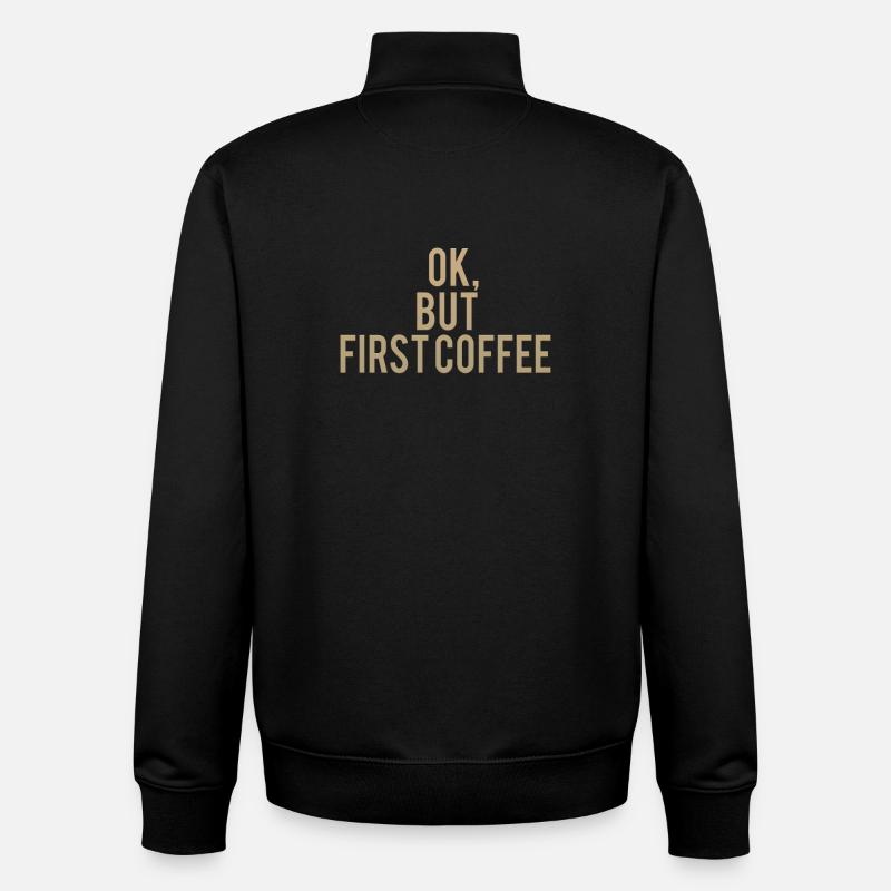 Ok mais premier café - Sweat zippé unisexe en coton bio Stanley/Stella - noir