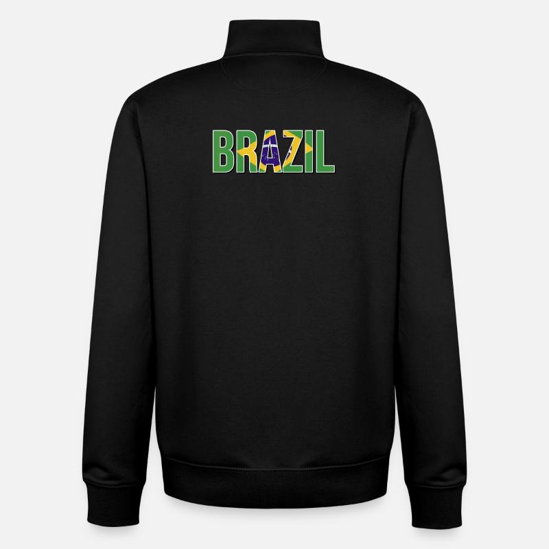 Typographie du drapeau brésilien - Sweat zippé unisexe en coton bio Stanley/Stella - noir