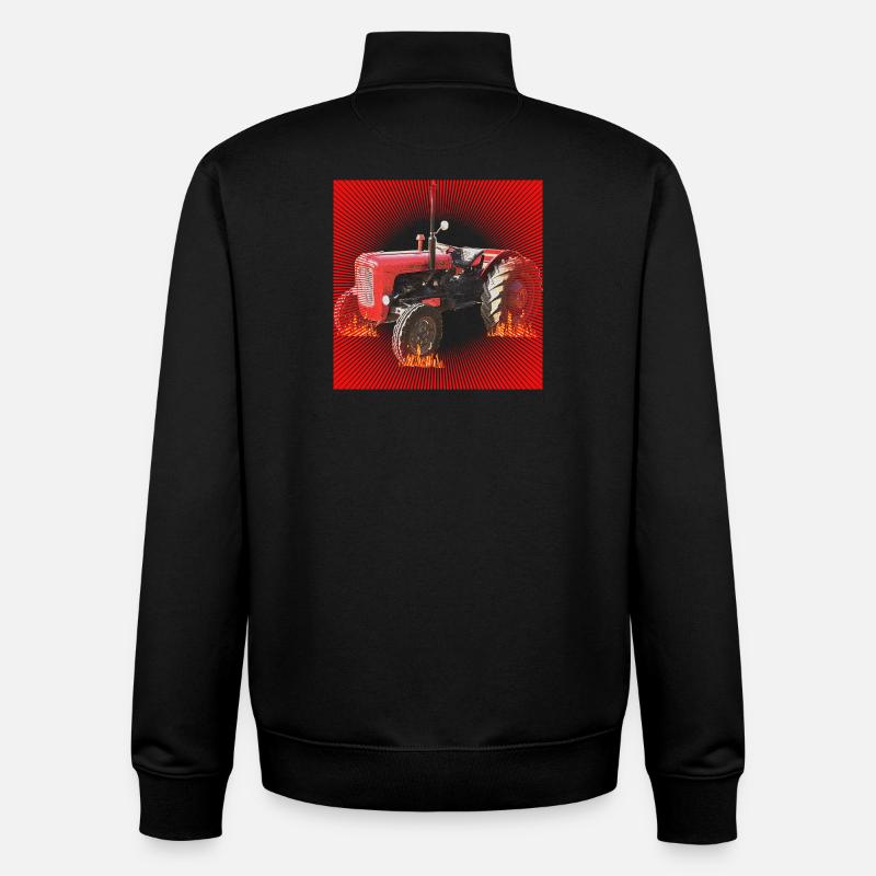 Tracteur rouge feu dans l’enfer - Sweat zippé unisexe en coton bio Stanley/Stella - noir