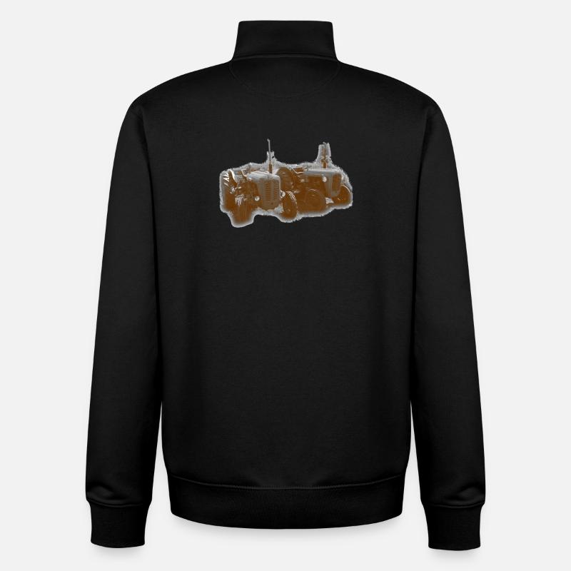 Vintage Tractors Rust Orange - Unisex Organic Zip Sweatshirt by Stanley/Stella - black