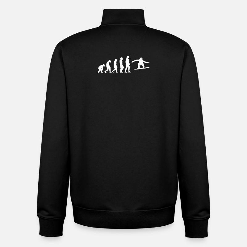 Snowboard Evolution Geschenk - Unisex Organic Zip Sweatshirt von Stanley/Stella - Schwarz