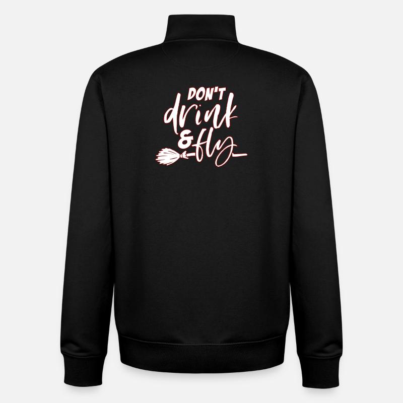 Balai de sorcière d'halloween - Sweat zippé unisexe en coton bio Stanley/Stella - noir
