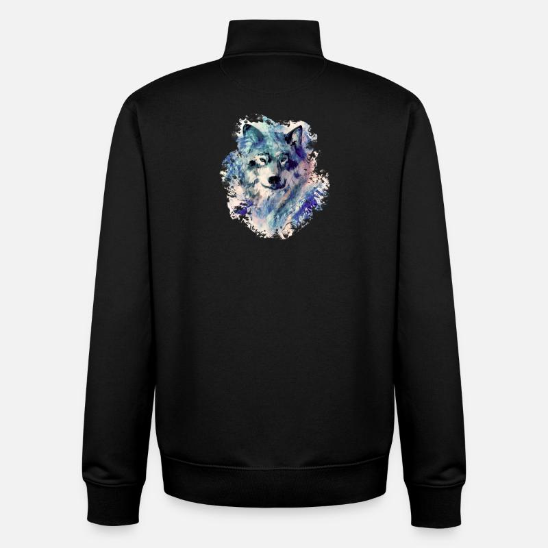 Loup dans le Nord - Sweat zippé unisexe en coton bio Stanley/Stella - noir