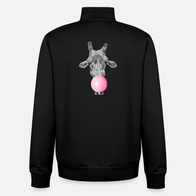 Girafe bulle de chewing gum  - Sweat zippé unisexe en coton bio Stanley/Stella - noir