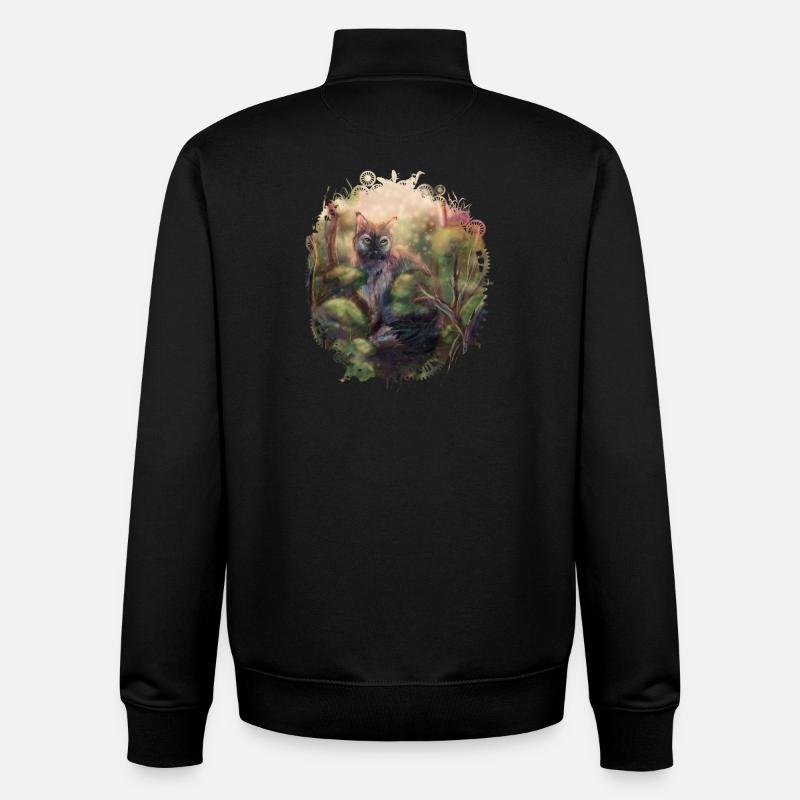 Chat sauvage dans la forêt - Sweat zippé unisexe en coton bio Stanley/Stella - noir