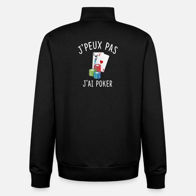 J'PEUX PAS J'AI POKER - Sweat zippé unisexe en coton bio Stanley/Stella - noir