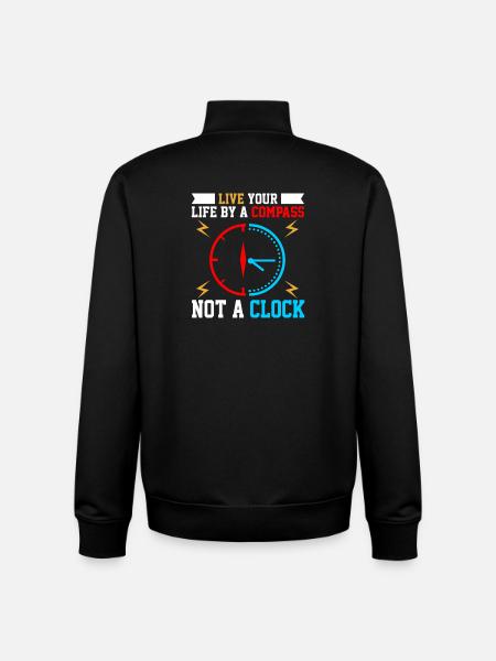 Wisdom Clock with Compass Motif - Unisex Organic Zip Sweatshirt by Stanley/Stella - black