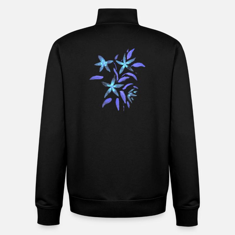 Fleurs - mauve - fleurs - Sweat zippé unisexe en coton bio Stanley/Stella - noir