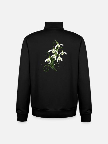 Fleurs de perce-neige. Le printemps arrive. - Sweat zippé unisexe en coton bio Stanley/Stella - noir