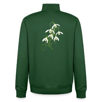 Zarte Schneeglöckchen mit Ornamenten und Ranken - Unisex Organic Zip Sweatshirt von Stanley/Stella - Flaschengrün - Hinten - AI Model Male 185 dark (185cm)