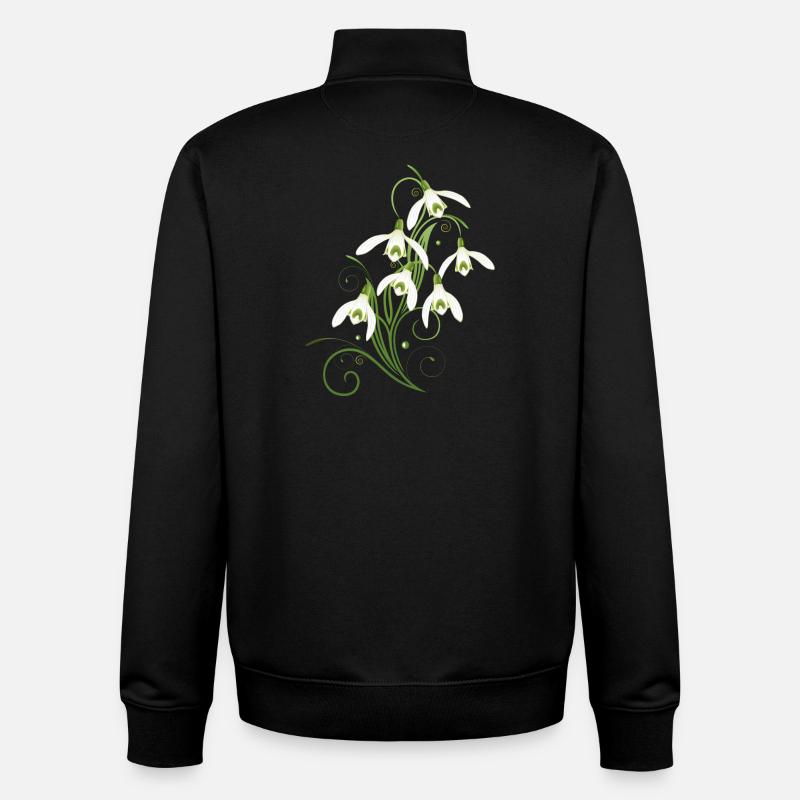 Snowdrops Flowers. Spring is coming. - Unisex Organic Zip Sweatshirt by Stanley/Stella - black