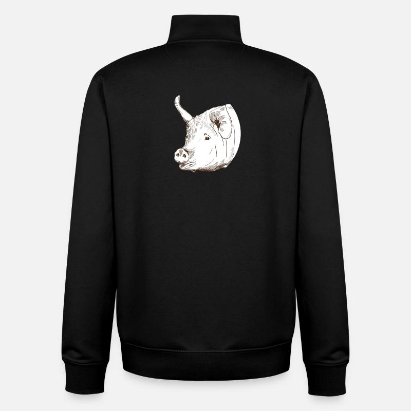 Cochon - Sweat zippé unisexe en coton bio Stanley/Stella - noir