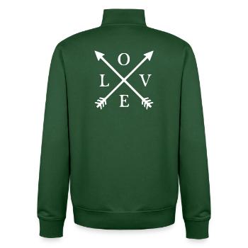 Love - Unisex Organic Zip Sweatshirt by Stanley/Stella - bottle green - Back - AI Model Male 185 dark (185cm)