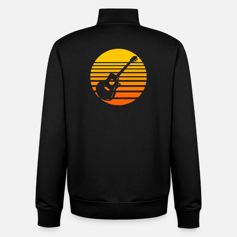 Retro sunset with guitar design - Unisex Organic Zip Sweatshirt by Stanley/Stella - black