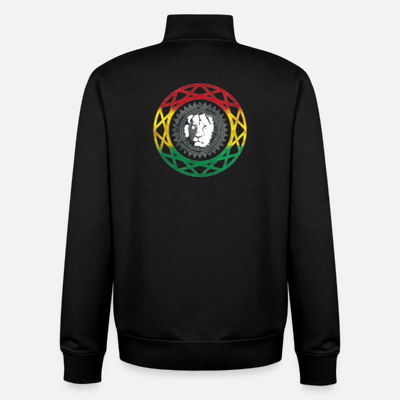 Löwengesicht im Rasta-Mandala-Stil - Unisex Organic Zip Sweatshirt von Stanley/Stella - Schwarz