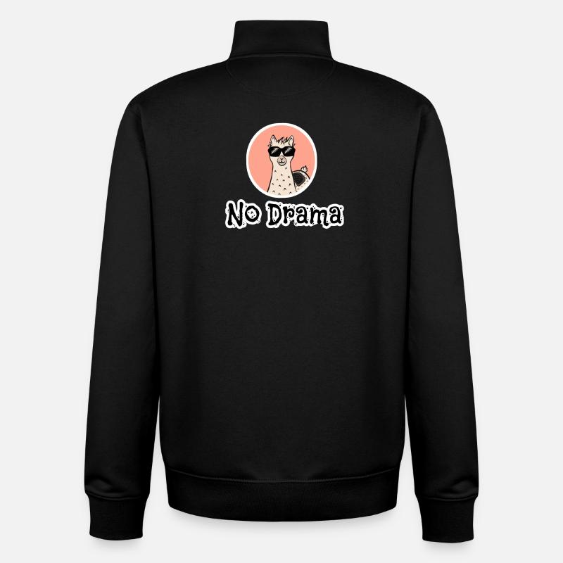 PAS DE DRAME LAMA - Sweat zippé unisexe en coton bio Stanley/Stella - noir