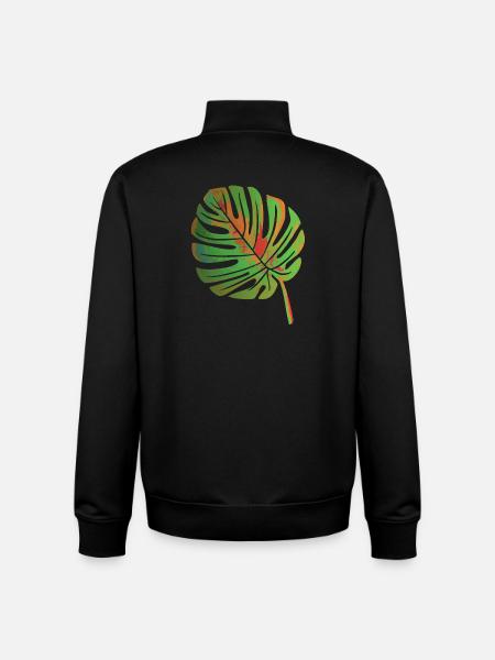Monstera leaf - Unisex Organic Zip Sweatshirt by Stanley/Stella - black