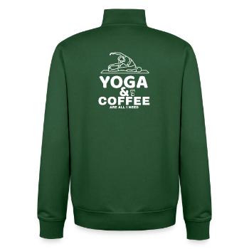 Yoga Und Kaffee Ist alles was Ich brauche - Unisex Organic Zip Sweatshirt von Stanley/Stella - Flaschengrün - Hinten - AI Model Male 185 dark (185cm)