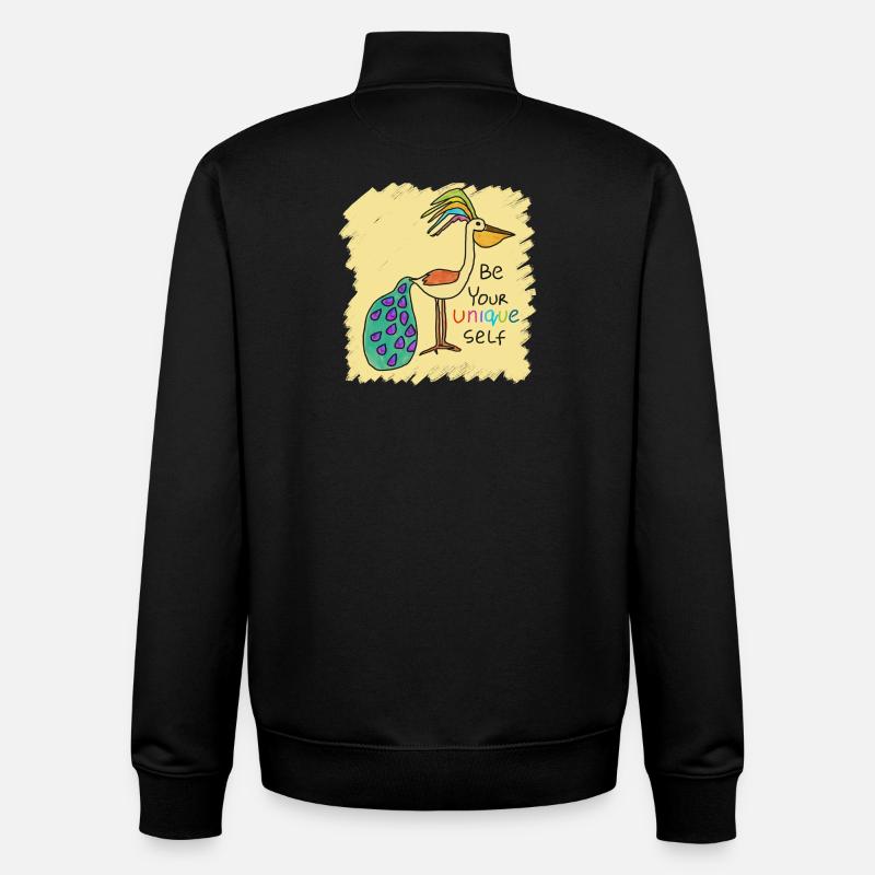 Bel oiseau, drôle, spécial, unique avec texte - Sweat zippé unisexe en coton bio Stanley/Stella - noir