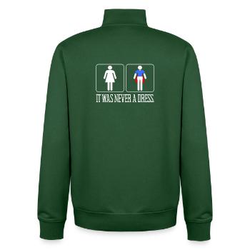 It Was Never A Dress Superheldin Girl Frauen Power - Unisex Organic Zip Sweatshirt von Stanley/Stella - Flaschengrün - Hinten - AI Model Male 185 dark (185cm)