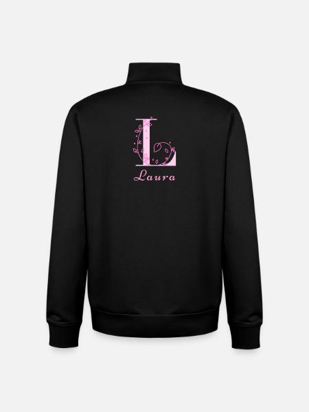 LAURA Naam Shirt Bloemen Letter Vrouwen - Unisex sweater met rits van biologisch katoen Stanley/Stella - zwart