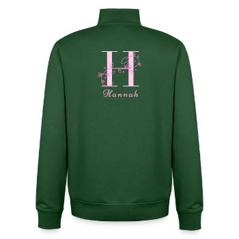HANNAH Namensshirt Blumen Buchstabe Damen - Unisex Organic Zip Sweatshirt von Stanley/Stella - Flaschengrün - Hinten - AI Model Male 185 dark (185cm)