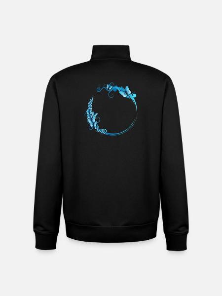 blue butterfly frame for your own texts - Unisex Organic Zip Sweatshirt by Stanley/Stella - black