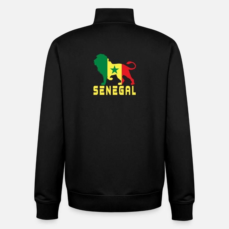 Lion du Sénégal - Sweat zippé unisexe en coton bio Stanley/Stella - noir